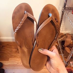 Rainbow braided sandals